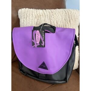 90s Class Act Sponge Bag Messenger School Backpack Purple Black Water Repel NWT